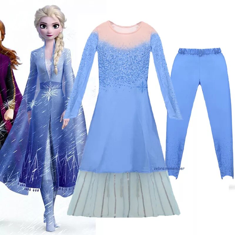 Платья холодное сердце фото Little Girls Dress Princess Frozen Anna Elsa Dress for Girls Clothes Set Party C