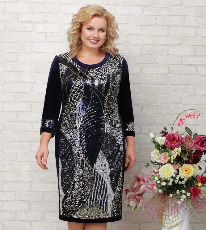 Платья интернет магазин фото Бархатное платье с кружевом и пайетками, темно-синее - купить в Москве ◈ цена в 