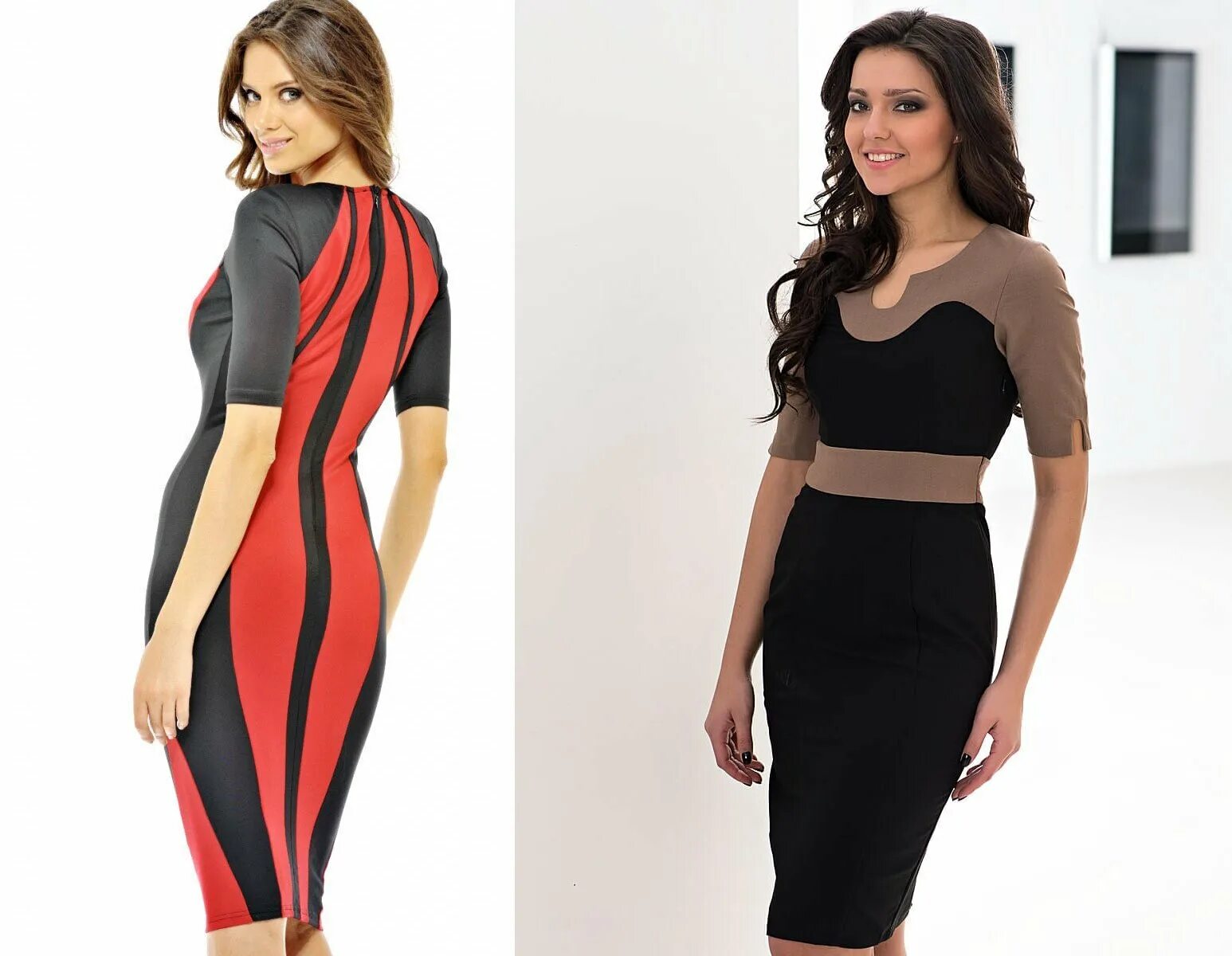 Платья из двух тканей фасоны фото Платье 2 цвета: найдено 83 картинок