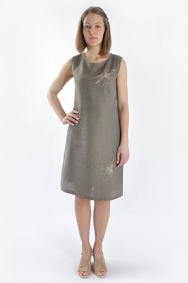 Платья из льна фасоны фото Платье льняное женское, модель: #007 - Купить в интернет-магазине "Льняная горни