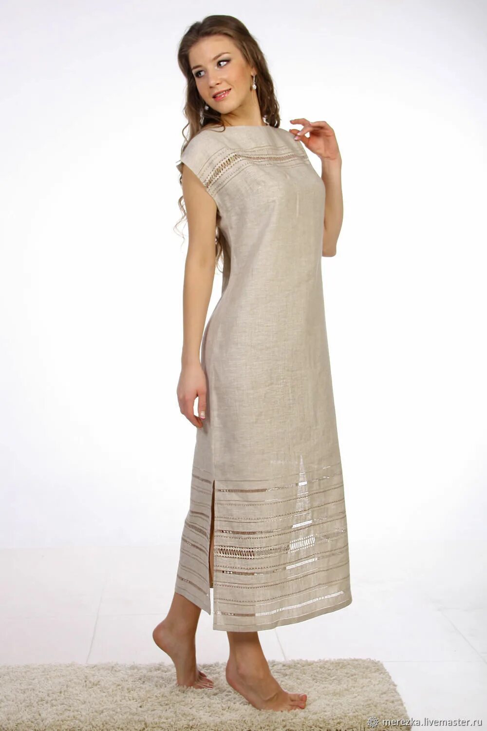 Платья из льна фасоны фото Платья: Льняное платье прямого силуэта "Эллада" купить в интернет-магазине Ярмар