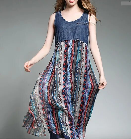 Платья из разной ткани фото Платье без рукавов Платья на экспорт. Повседневные платья