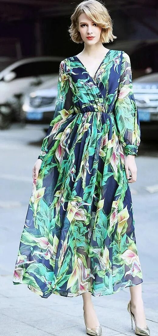 Платья из шифона 2024 модные фото Pinterest Floral print maxi dress, Fashion dresses, Maxi dress