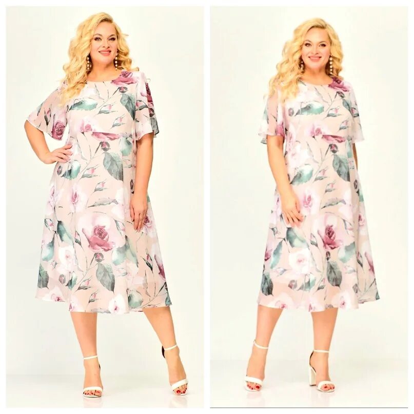 Платья из шифона 2024 модные фото Летнее шифоновое платье до 58 размера скроет любые недостатки 2024 Магазин КРИСТ