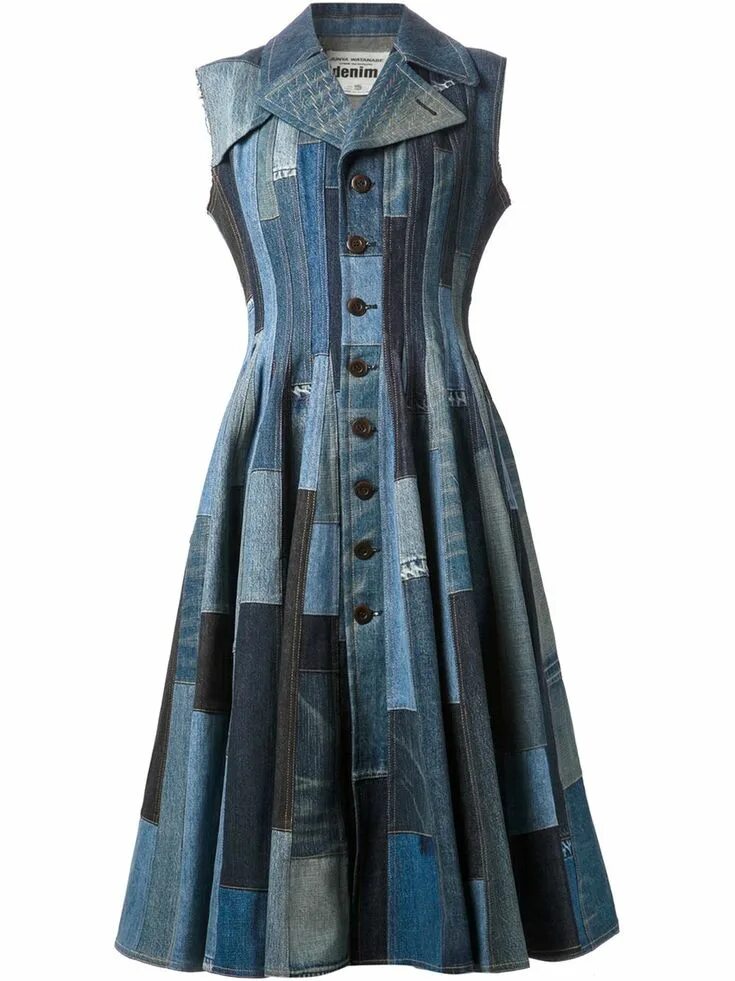 Платья из старых джинсов своими руками фото Junya Watanabe Comme Des Garçons Patchwork Flared Denim Dress - Forty Five Ten -