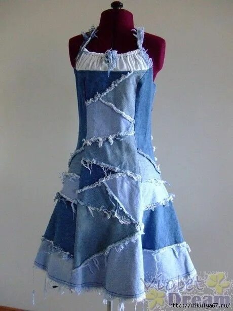 Платья из старых джинсов своими руками фото 46 (460x614, 136Kb) Джинсовые фартуки, Одежда из переработанных материалов и Джи