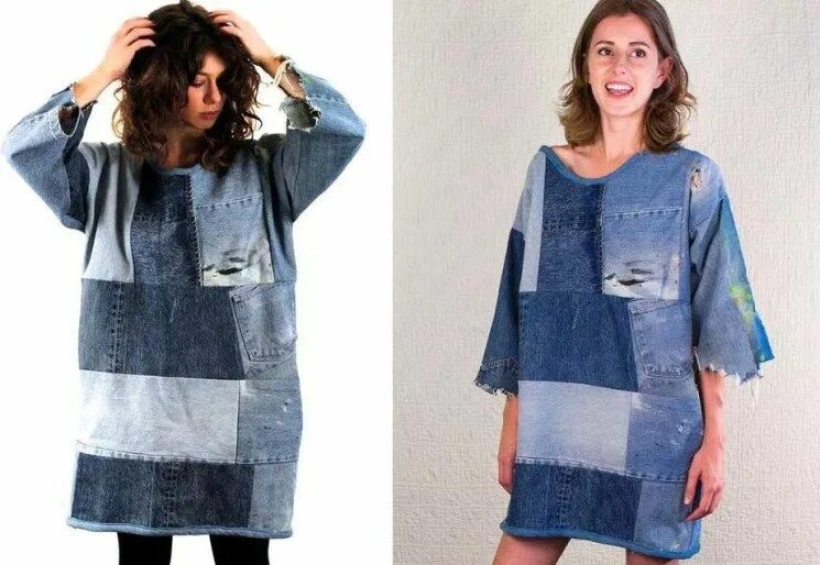 Платья из старых джинсов своими руками фото Переделки из джинсов: идеи, советы + мастер класс (Шитье и крой) в 2020 г Одежда