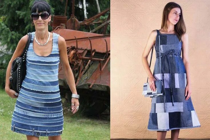 Платья из старых джинсов своими руками фото Пин на доске Джинсовые идеи Шитье платья, Модные стили, Одежда из переработанных