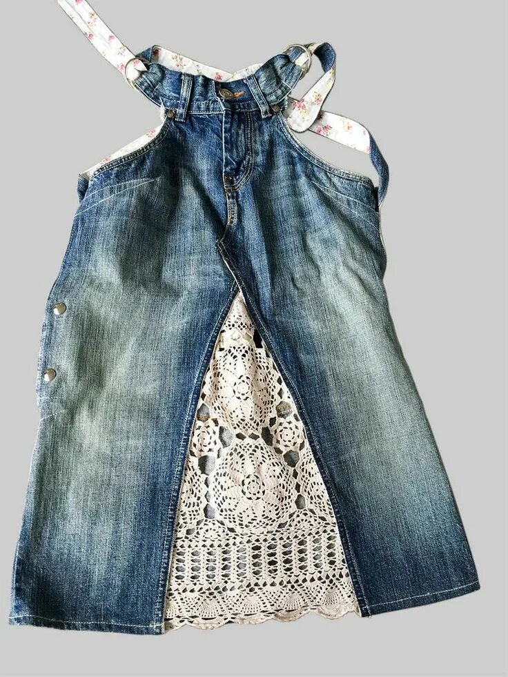 Платья из старых джинсов своими руками фото Jeans Dress 'dokjurk', Loose Fit, A-line Shape: MADE TO ORDER - Etsy Refashion c
