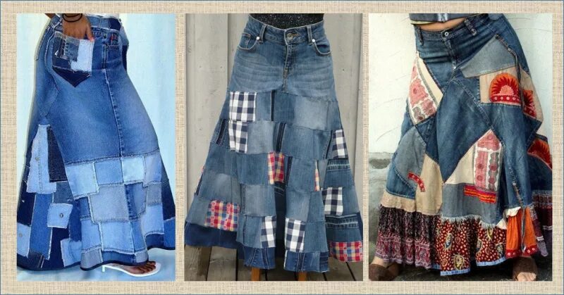 Платья из старых джинсов своими руками фото Переделка старых джинсов в длинную юбку - 25 интересных идей длявашего творчеств