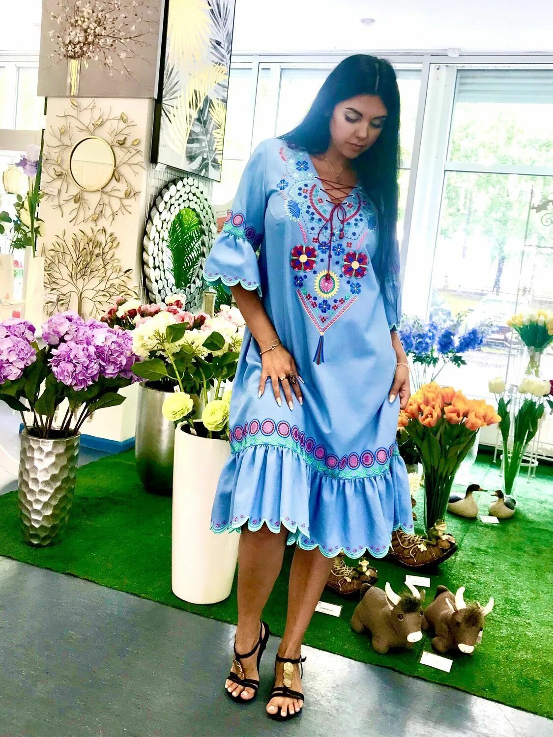 Платья казань фото Авторское платье Удача . С вышивкой.Джинс в интернет-магазине Ярмарка Мастеров п