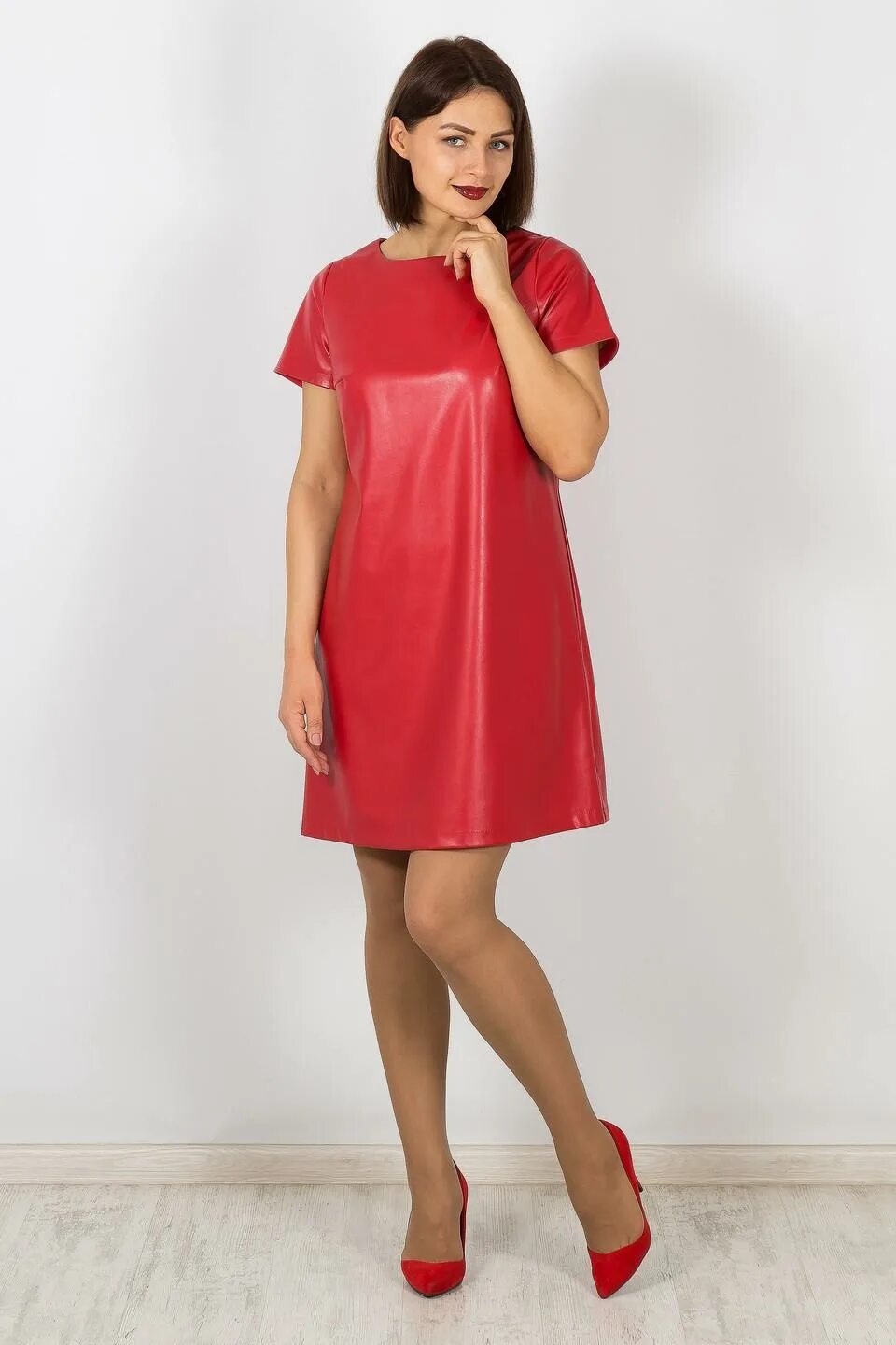 Платья киров фото Платье 4797-9 (кожа иск. / барби (костюмная стрейч), цвет красный / ярко-розовый