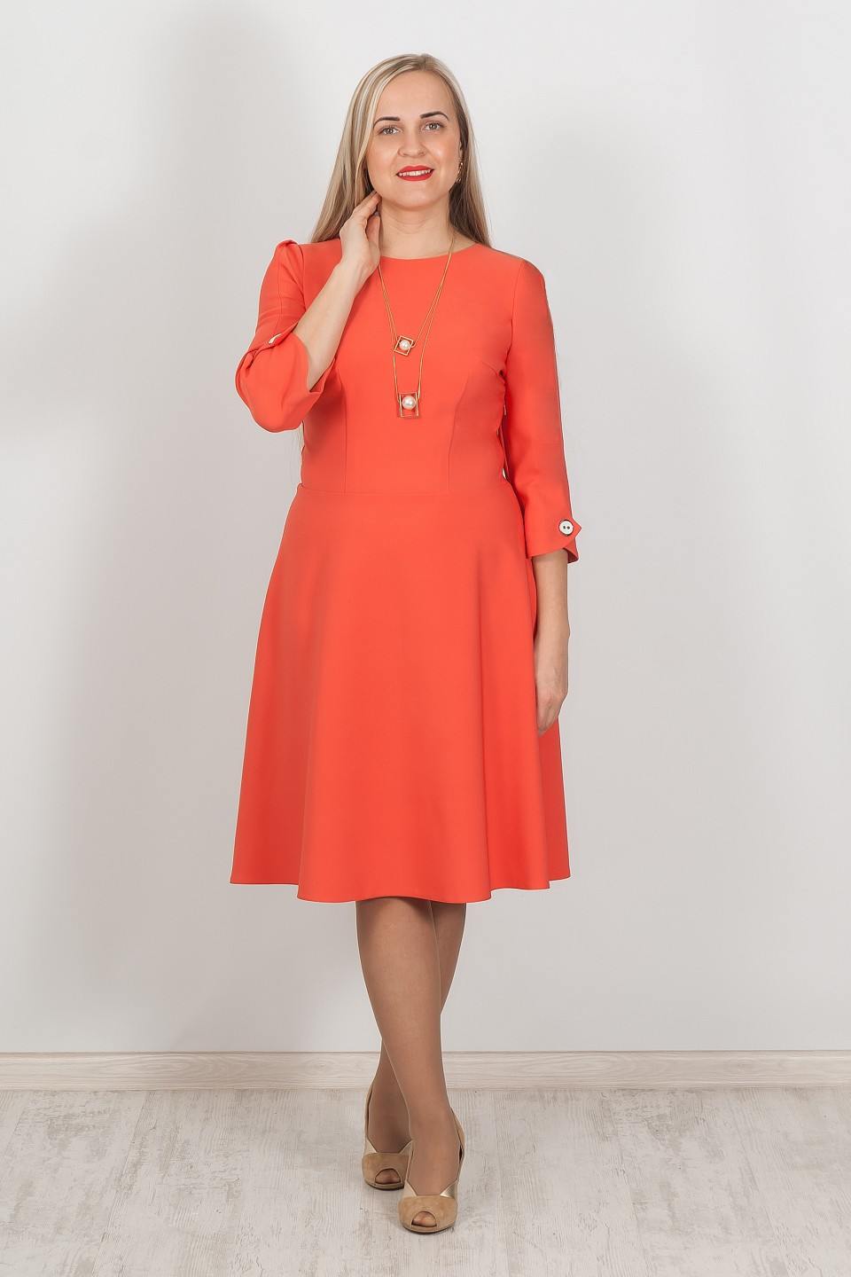 Платья киров фото цены Платье 4732-5 (костюмная стрейч, цвет оранжевый) - БРАВА. Женская одежда от прои