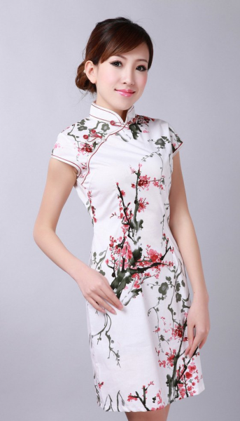 Платья китай фото Платье AliExpress Chinese Cheongsam dress in white - "Китайская роза в российско
