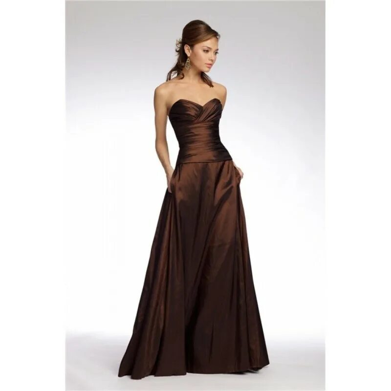 Платья коричневого цвета фото Коричневое вечернее платье - фото 2024 года