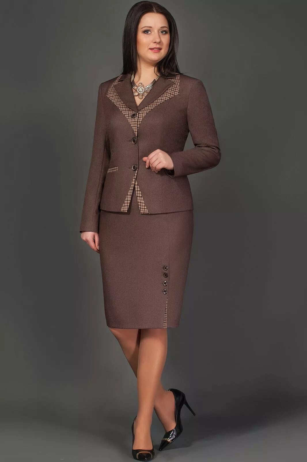 Платья костюмы женские фото Костюм Lissana, коричневые тона (модель 2516) - Белорусский трикотаж в интернет-