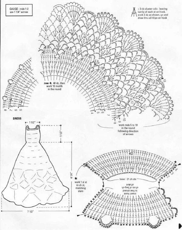 Платья крючком для барби со схемами 7я.ру. Фотоальбомы. 1b. Conjuntos Barbie Выкройка одежды для куклы, Схемы вязани