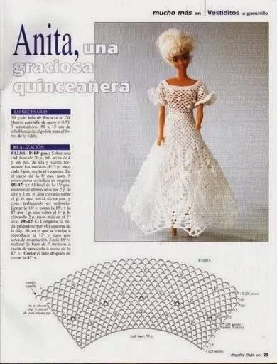 Платья крючком для барби со схемами LA NUOVA PAGINA PER L'UNCINETTO Roupas de crochê para bonecas, Roupas barbie de 