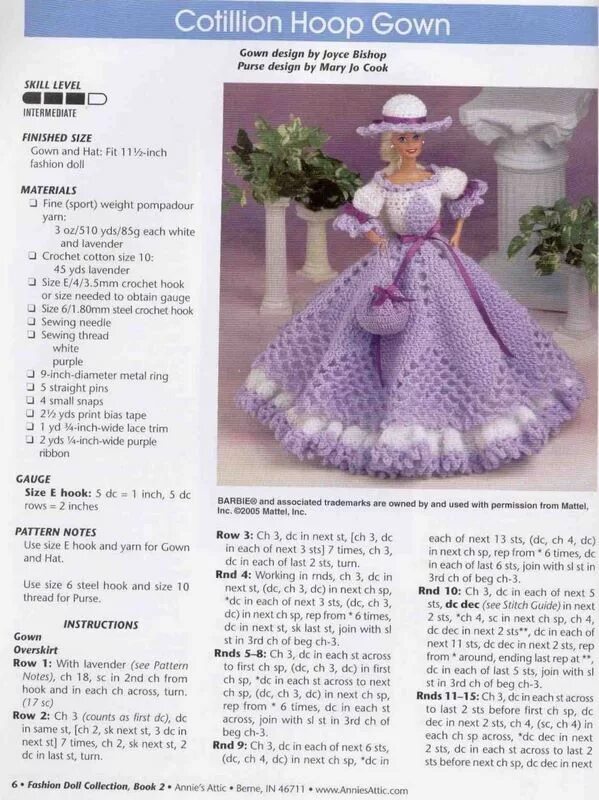 Платья крючком для барби со схемами Photo: Crochet doll dress, Barbie doll clothing patterns, Crochet barbie pattern