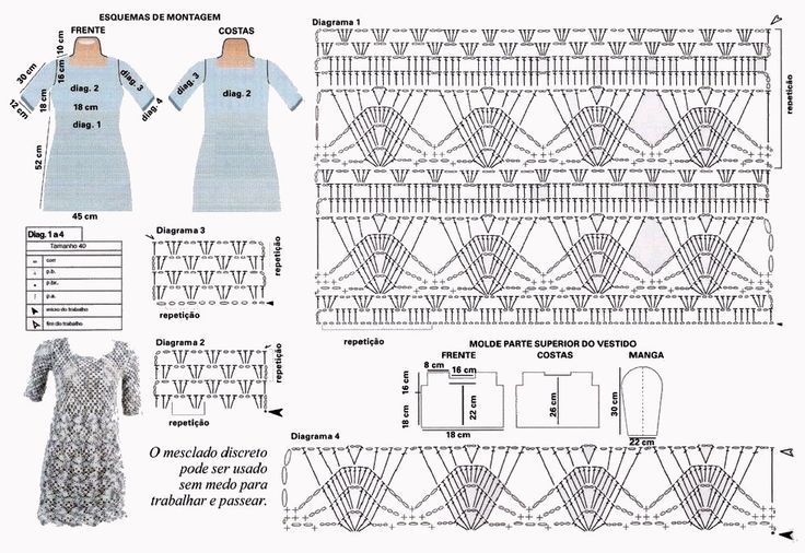 Платья крючком для начинающих со схемами com tirar graficos de numero 38 para 50 de roupa de croche - Pesquisa Google