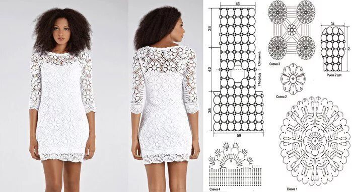 Платья крючком фото со схемами Туника из мотивов. Вязалочки (крючок) Постила