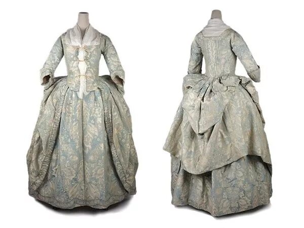 Платья лондона 17 века фото описание ROBE A LA ANGLAISE EN DAMASCO DE SEDA AZUL INGLATERRA 1745-1750 18th century clo