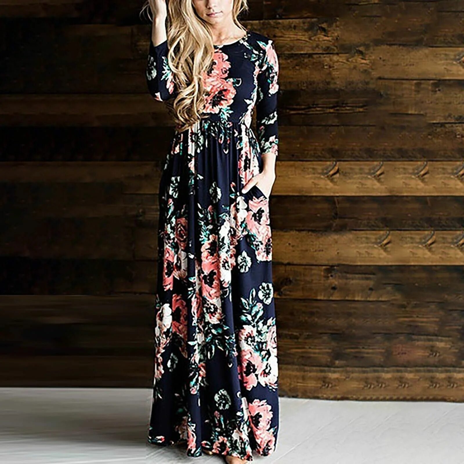 Платья макси фото Женское повседневное платье осенней и зимней моды Фитнес, Женский, Демисезон, ра