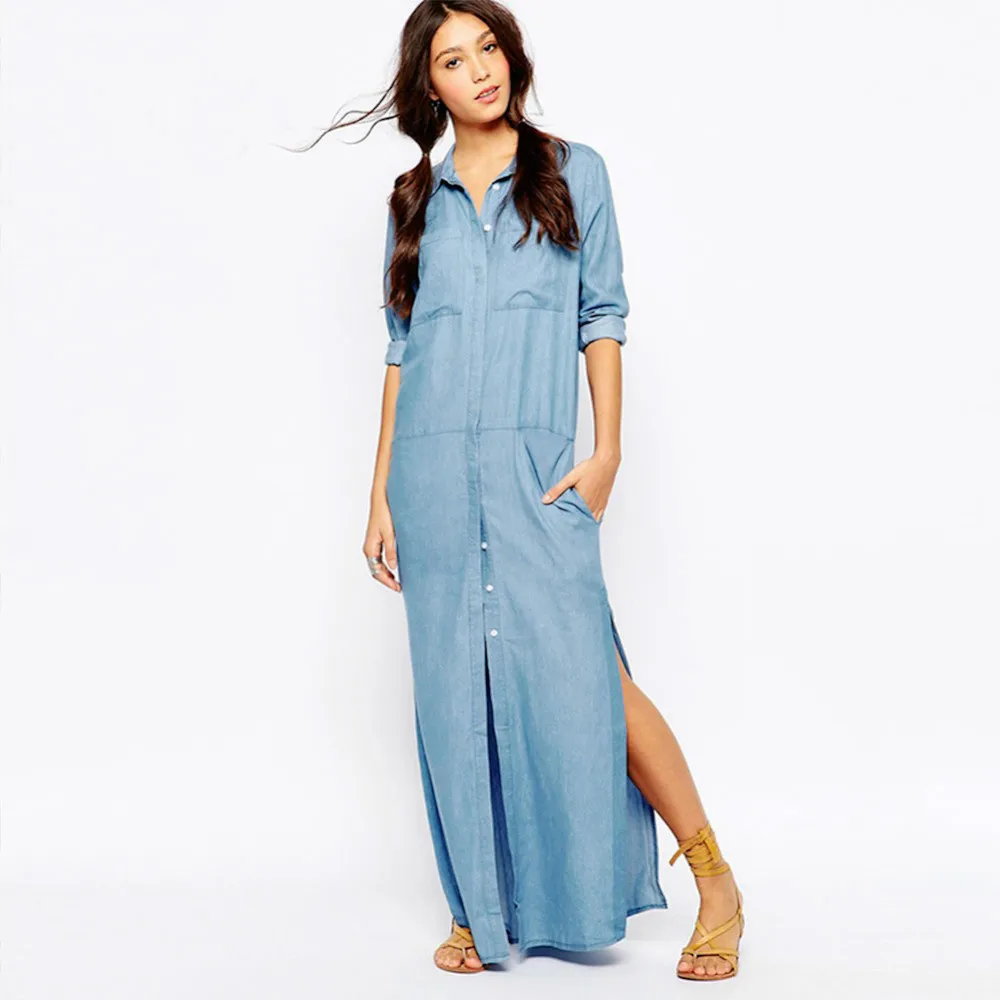 Платья макси фото Удлиненные Джинсовые Платья - Platya-tut.ru