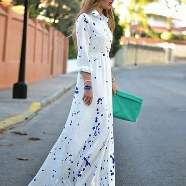 Платья макси фото Print Waist Long Sleeved Single Maxi Dress Dresses in 2019 Long sleeve shirts, S