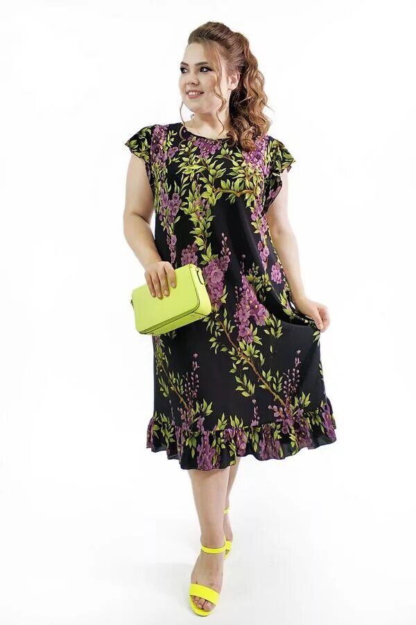 Платья мария фото Платье расклешенное волан "Сирень" черное в Комсомольске-на-Амуре Новинки. Одежд