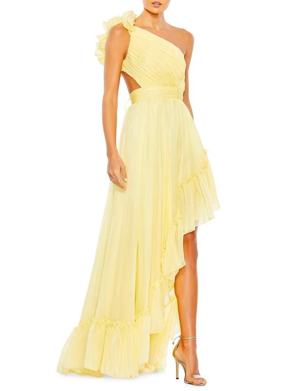 Платья масло фото Заказать Вечерние платья Асимметричное платье на одно плечо с рюшами MAC DUGGAL,