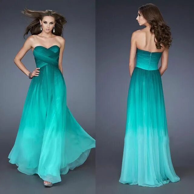 Платья морского цвета фото Online Shop New Design Ombre Dark Green Chiffon Prom Dresses 2016 Strapless A-li