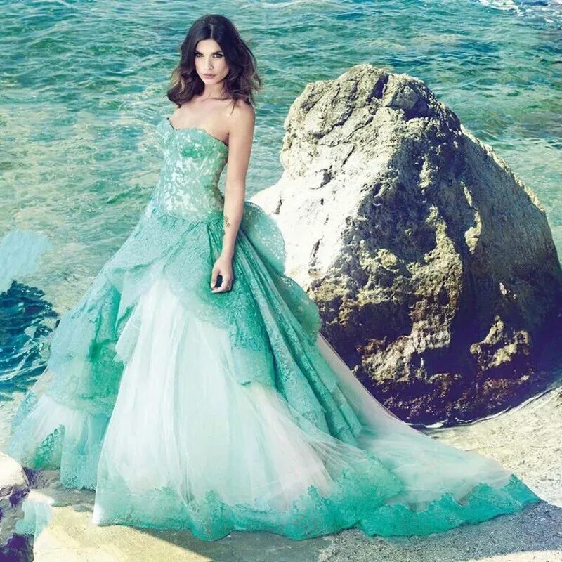 Платья морского цвета фото Купить Романтический пляж Свадебные Платья 2016 милая с плеча аппликации кружева