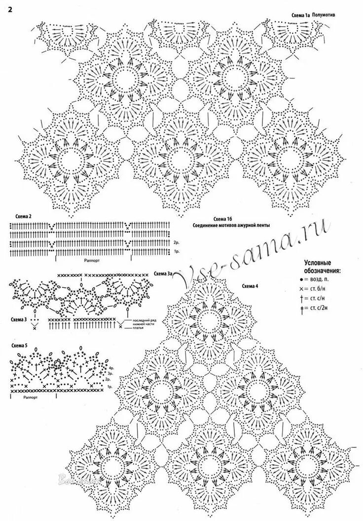 Платья мотивами крючком со схемами Платье "Цветение" - Платья, юбки, сарафаны 뜨개질
