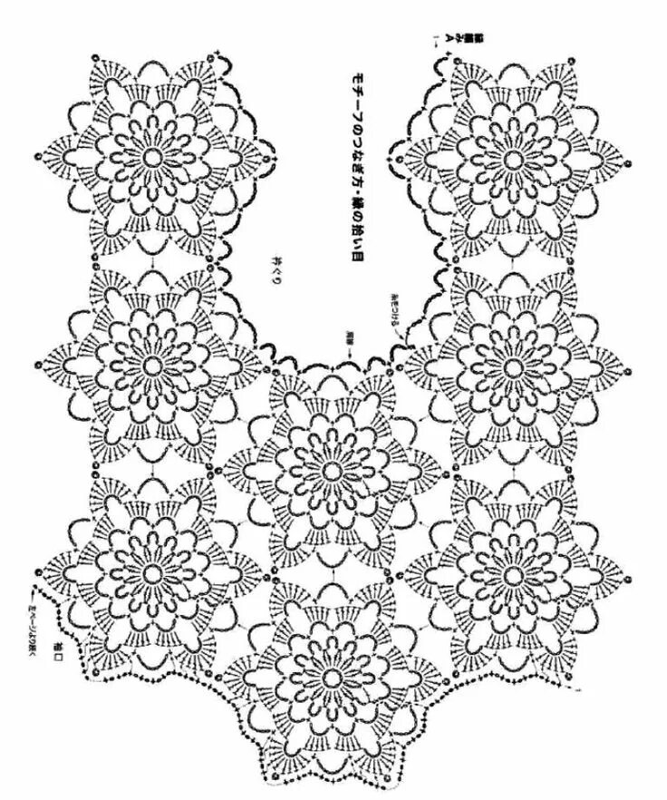 Платья мотивами крючком со схемами Blusa Preta de Crochet Crochet diagram, Crochet square patterns, Crochet lace ja