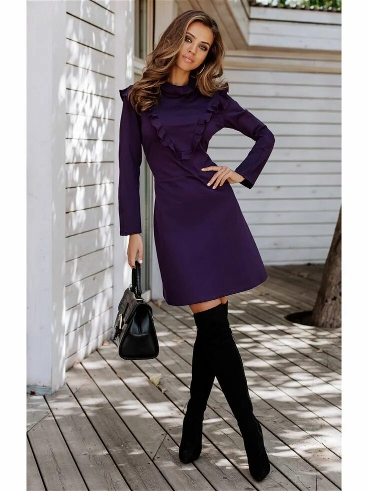 Платья на осень фото повседневные Платье Bezko. Цвет фиолетовый. Fashion, Autumn fashion, Dress