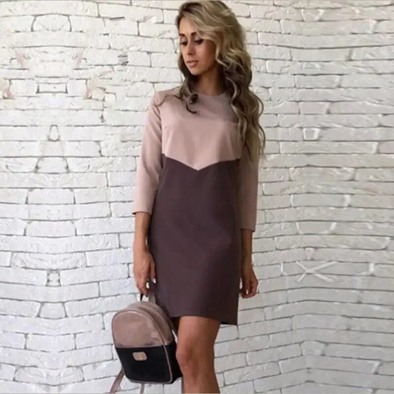 Платья на осень фото повседневные Купить для женщин осеннее повседневное платье лоскутное мини-платье о-образным в