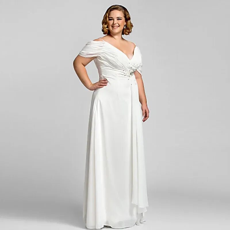 Платья на свадьбу больших размеров фото Wow Свадебные великолепное белое платье размера плюс вечерние платья 2021 шифон 