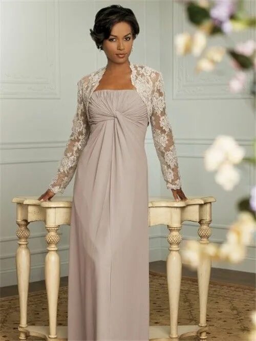 Платья на свадьбу дочери фото Elegant Mother Bride Dress Elegant floor length light brown chiffon mother of th