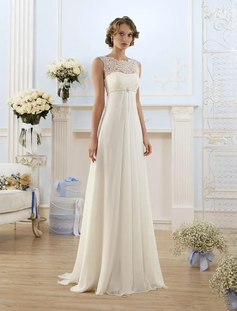 Платья на свадьбу фото Элегантное кружевное свадебное платье для женщин, простое шифоновое свадебное пл