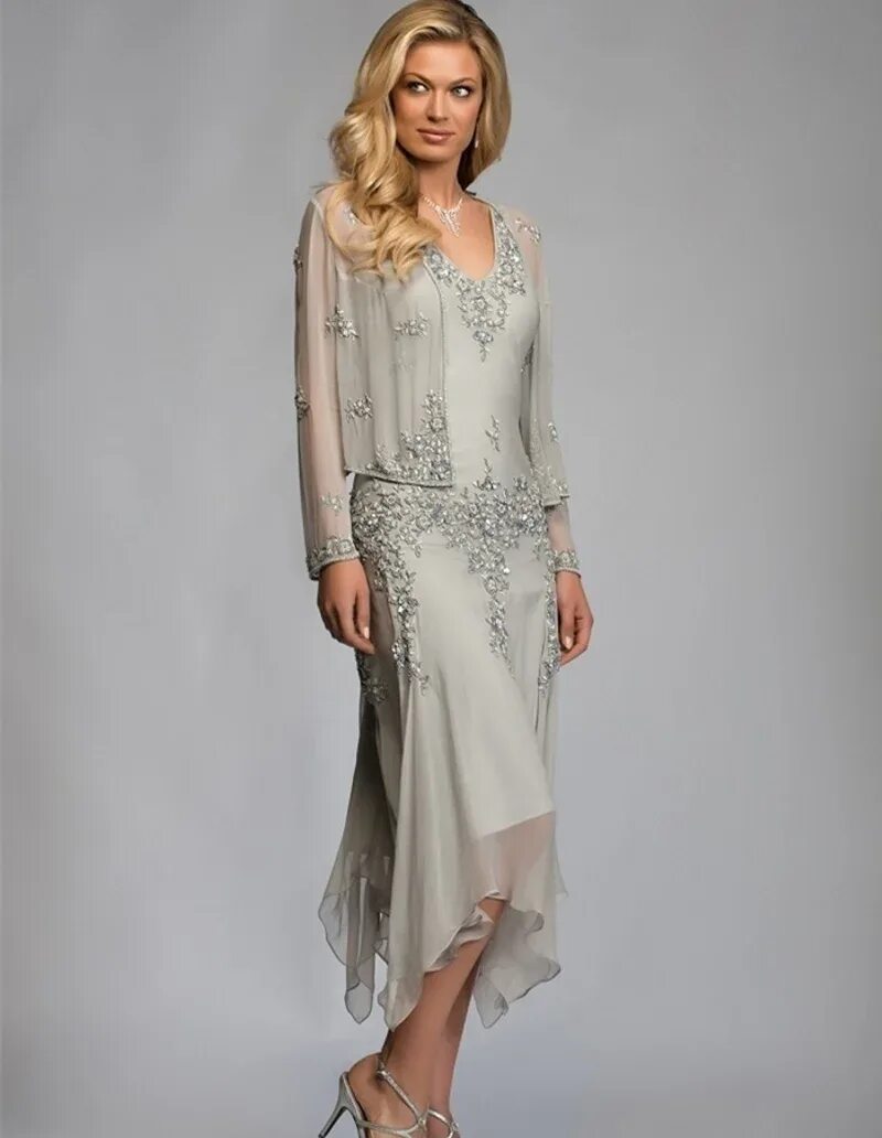 Платья на торжества фото Великолепная линия из двух частей шифоновое платье для матери невесты платья с о