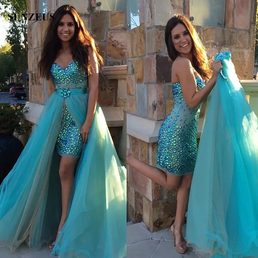 Платья на выпускной фото самые красивые Съемная Юбка Платья Для Выпускного Вечера Со Стразами Бисероплетение Короткие Ве