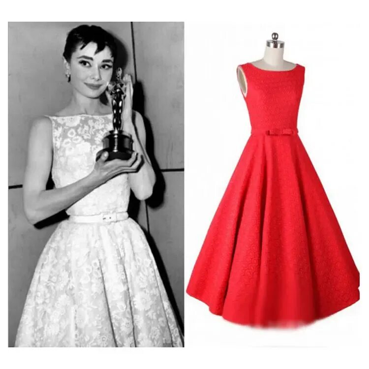 Платья одри фото Европейская мода, новая модель, элегантное темпераментное платье-трапеция без ру