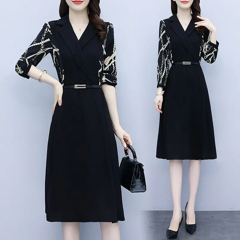 Платья осень 2024 фото Женское осеннее платье в стиле ретро, батальных размеров, 5XL Платья AliExpress