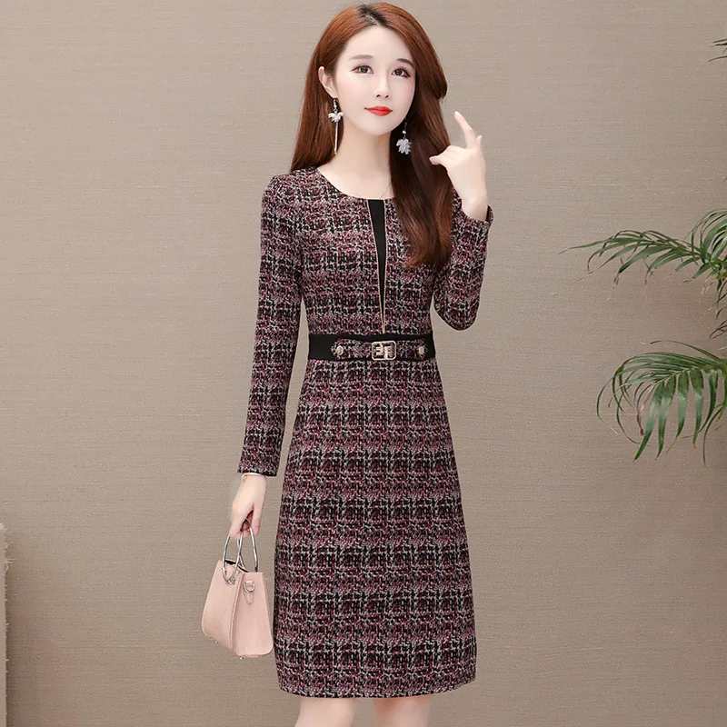 Платья осень 2024 фото Купить Клетчатое платье, Осеннее женское платье 2019, новый стиль, корейский сти