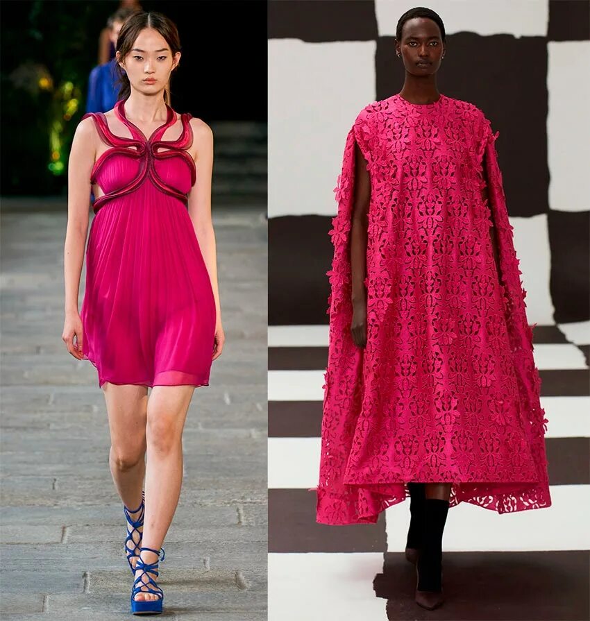 Платья оттенков фото Модные платья цвета фуксия 2022-2023