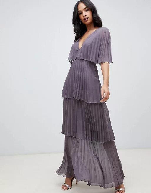 Платья плиссе фото ASOS DESIGN soft pleated tiered maxi dress ASOS