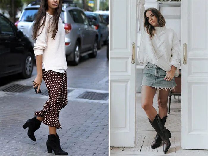 Платья под казаки фото С чем носить казаки в 2024 году: сапоги и ботинки (фото)