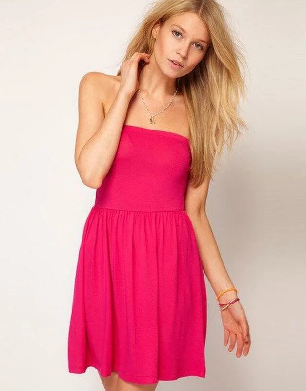 Платья резинки фото Розовое платье бандо asos на резинке с открытыми плечами - цена 199 грн в катало