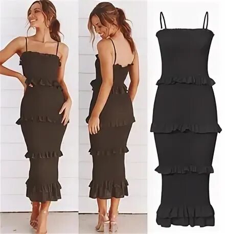 Платья резинки фото Длинное платье-резинка (черное)